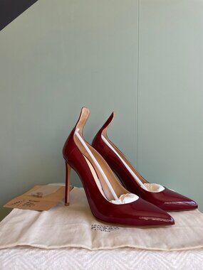 NWOB Francesco Russo R1P057 Vernice Amaranto (Red Patent Leather) Pump Sz 37.5